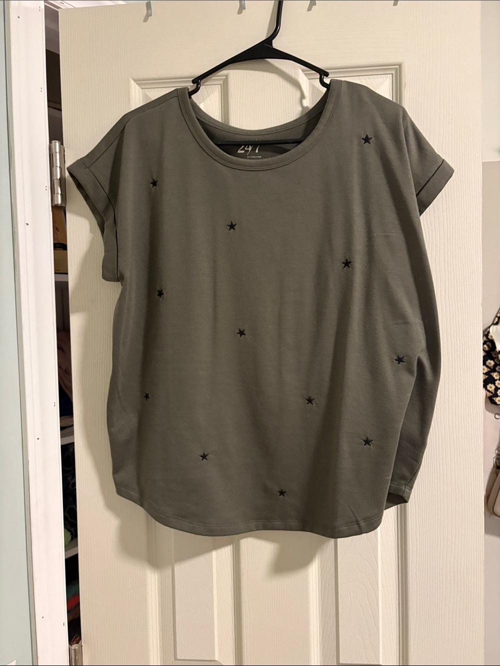 Maurices Olive Green Star Embroidered Short Sleeve Tee